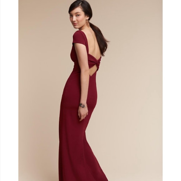 BHLDN Dresses & Skirts - NWT Katie may Bordeaux capo sleeve open back dress